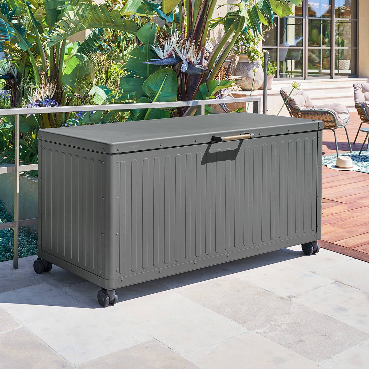 Coffre de rangement 670L à roulettes EDENIO gris graphite, HESPERIDE