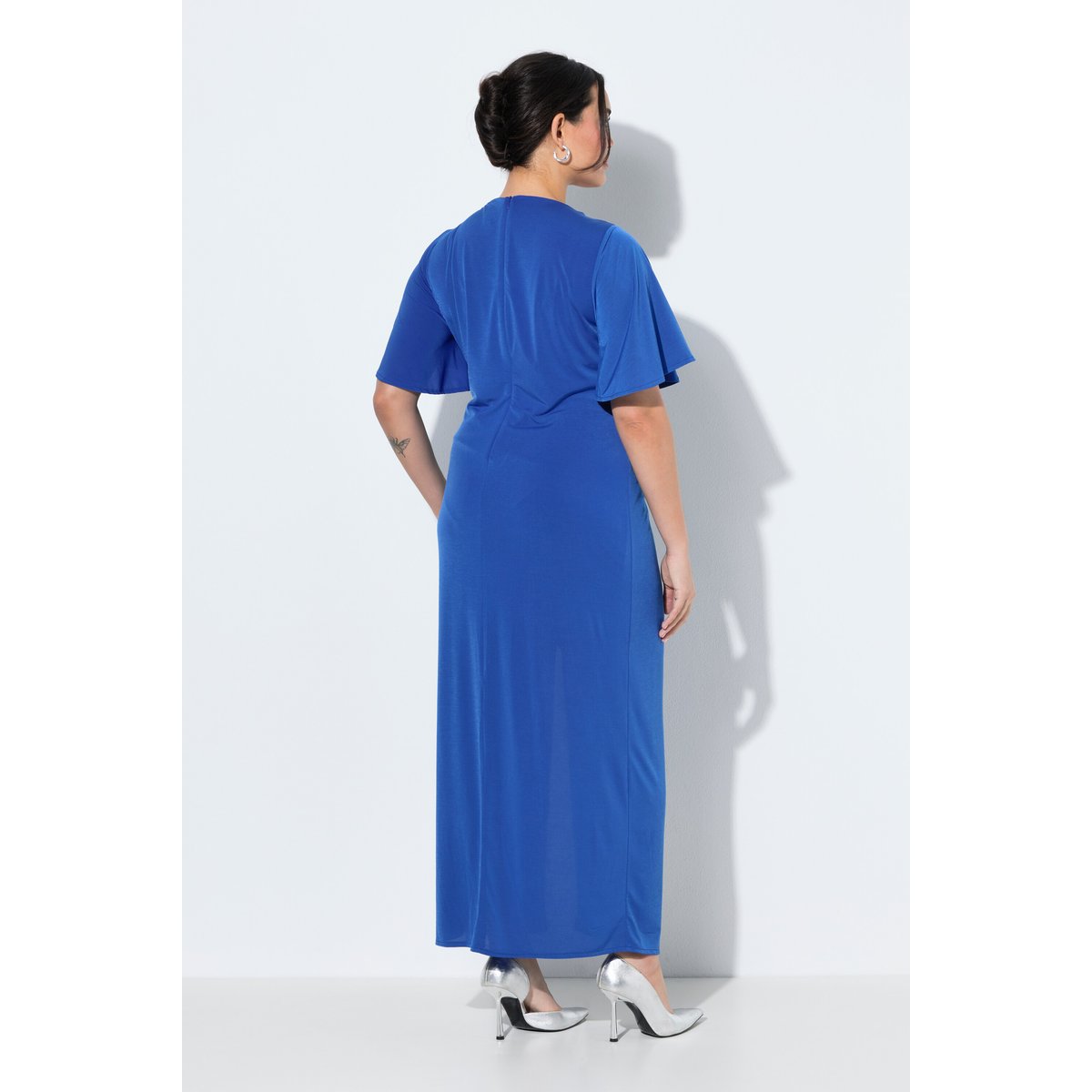 Robe maxi manches courtes et décolleté en V bleu roi, ULLA POPKEN
