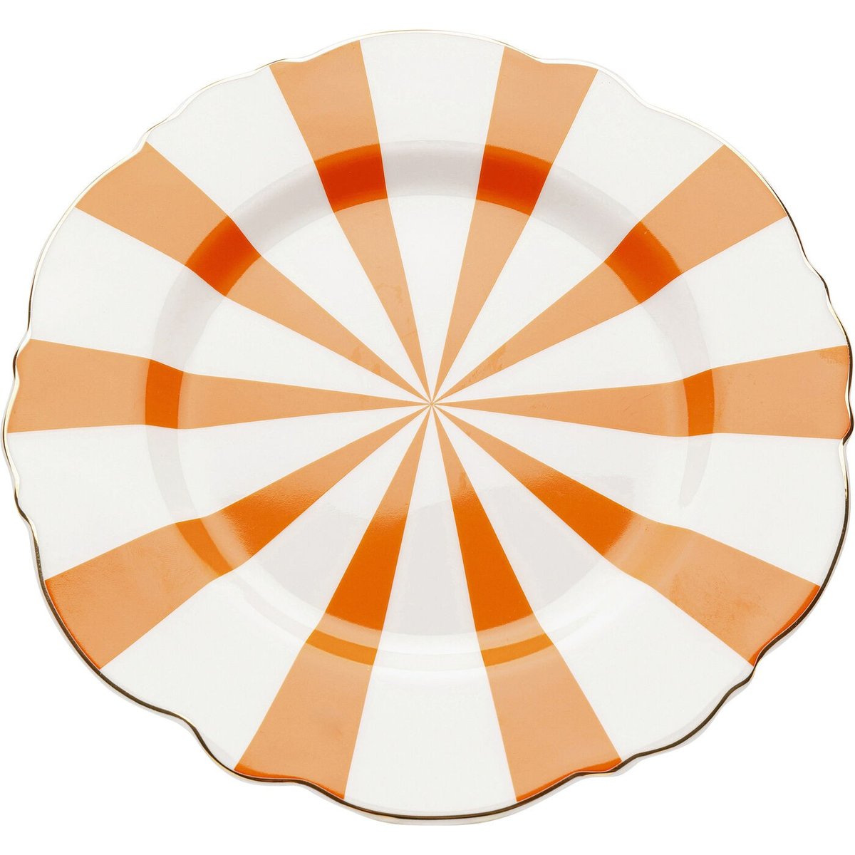 Lot de 6 assiettes à dessert rayées, HARLEQUIN orange, KARE DESIGN