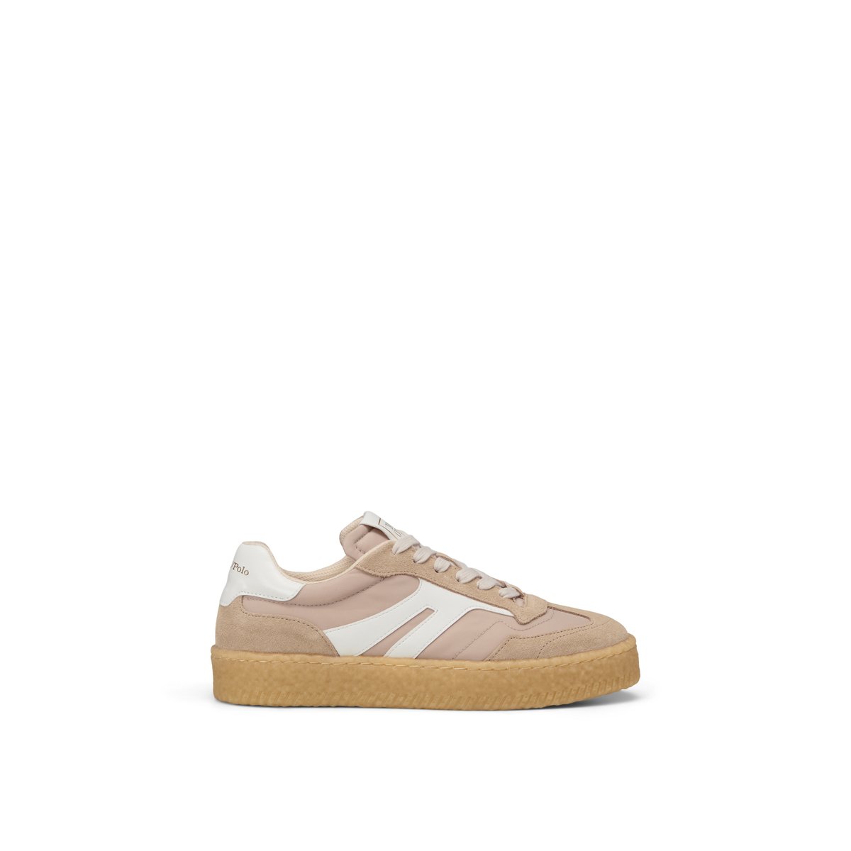 Sneaker Modèle Cortney en cuir velours avec insert en nylon beige, MARC O'POLO