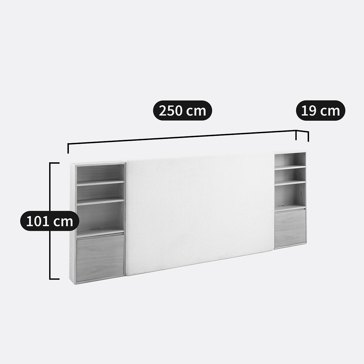 Tête de lit multi-rangements, FABI ecru/plaqué noyer, LA REDOUTE INTERIEURS