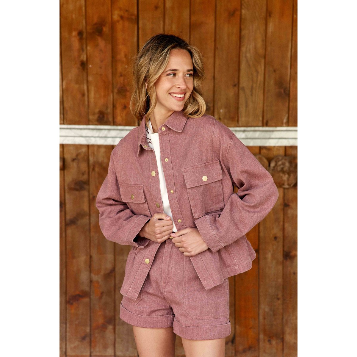 Veste col chemise uni VITA 42-vieux rose, LA PETITE ETOILE
