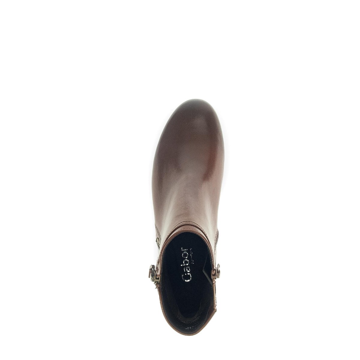 Bottines en cuir lisse à talon décroché marron, GABOR
