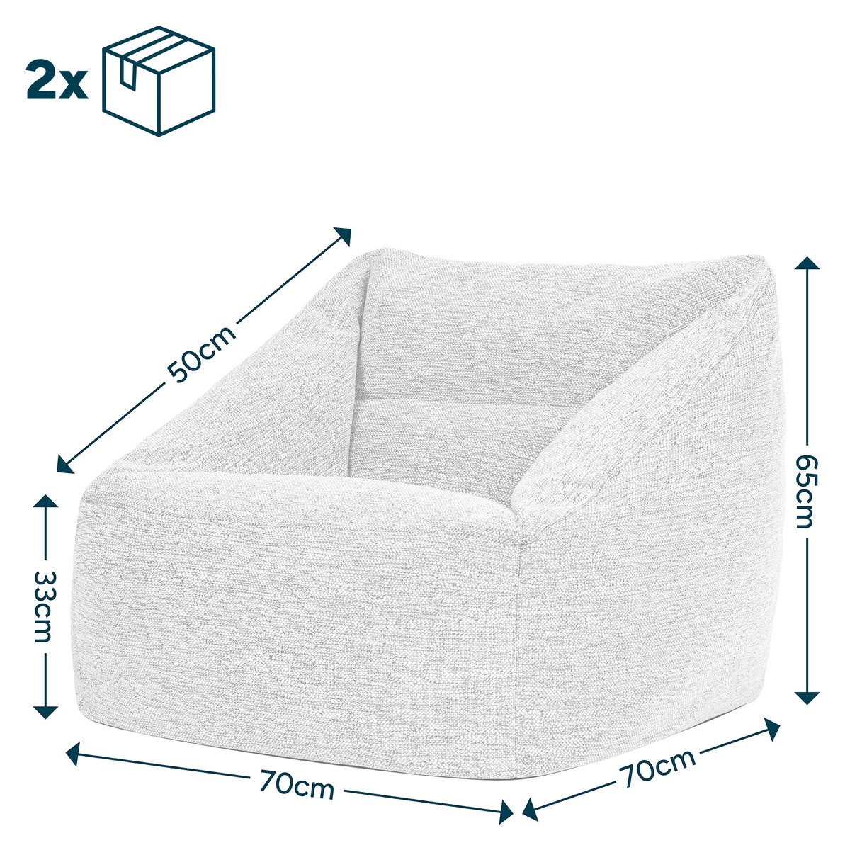 Pouf fauteuil salon en tissu tissé Oeko-Tex® - NATALIA naturel beige, ICON
