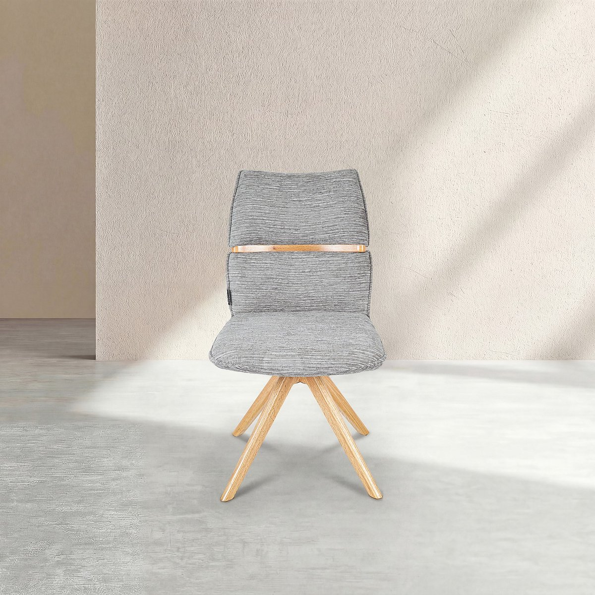 Lot de 2 chaises pivotantes en tissu et chêne TIMISO gris, HABITAT