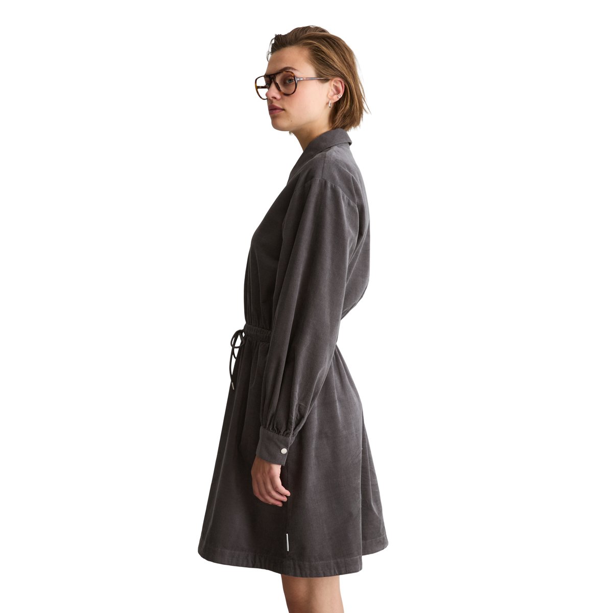 Robe en velours côtelé fin, coupe classique en coton biologique gris, MARC O’POLO DENIM