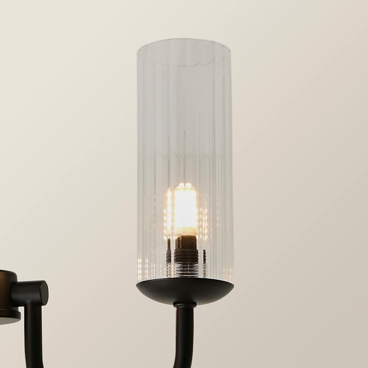 Caryn 3-Light Chandelier Ceiling Light with Ribbed Glass Shades black, SO'HOME