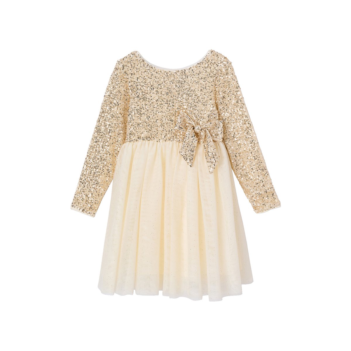 Robe de fête manches longues doré, VERTBAUDET
