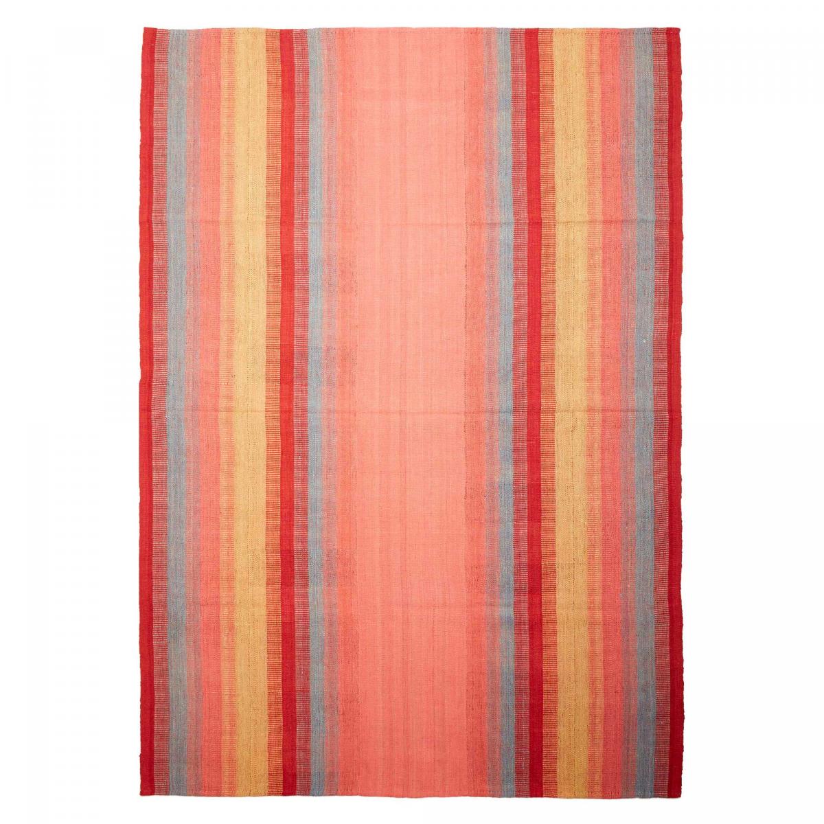 Authentique tapis d'Orient kilim fait main en laine A 1 rouge, jaune, orange, UN AMOUR DE TAPIS
