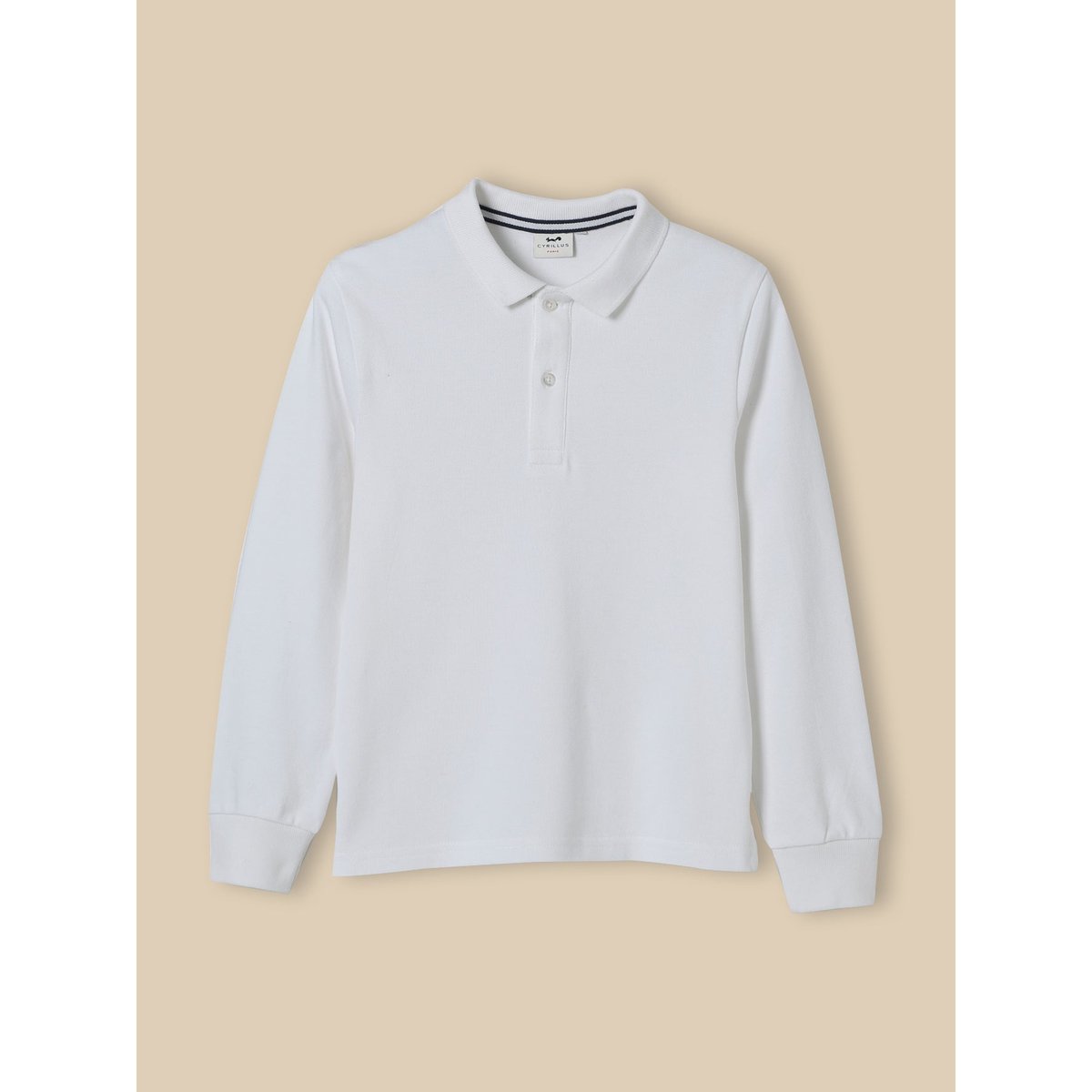 Polo en coton biologique blanc clair uni, CYRILLUS