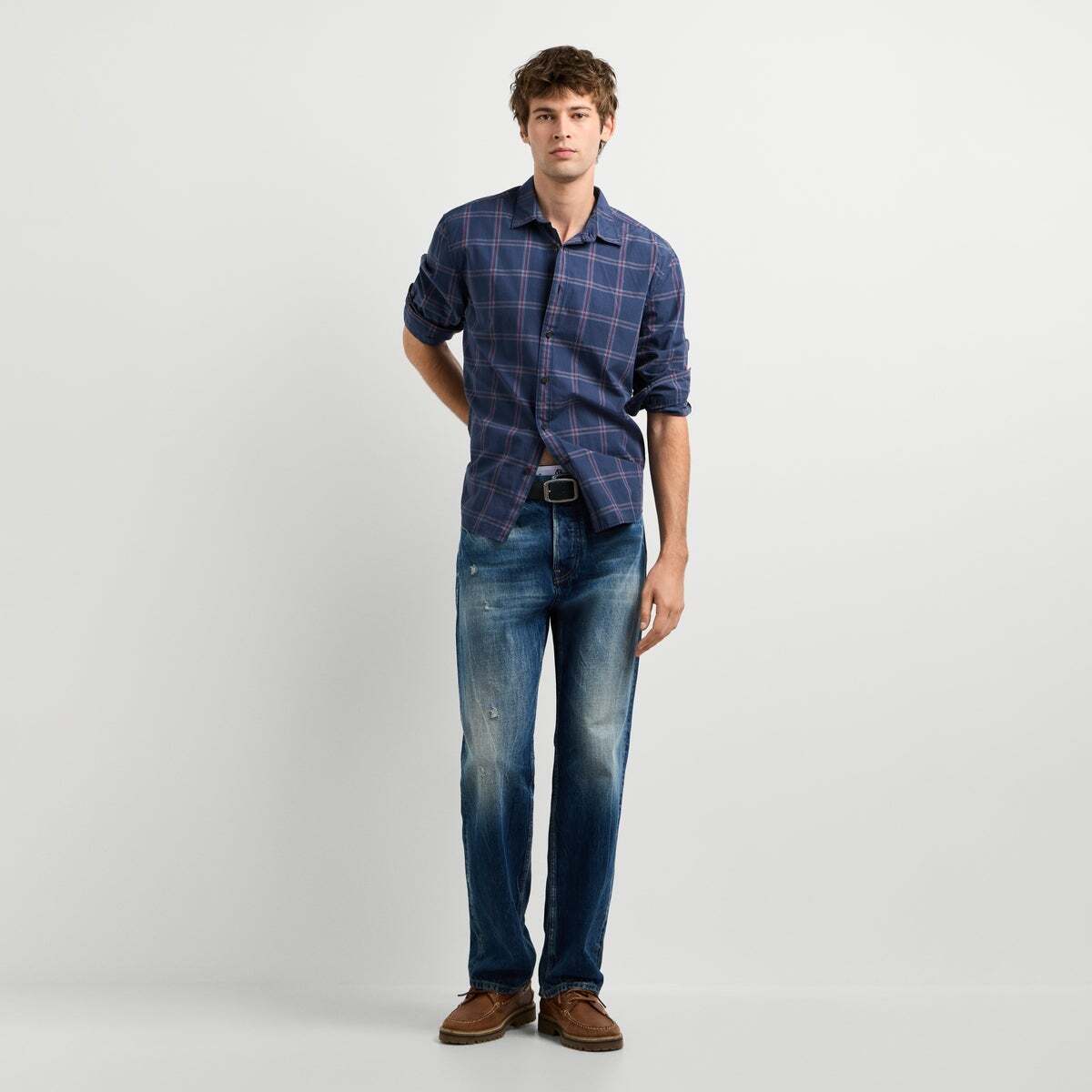 Chemise Coupe Casual À Carreaux En Popeline bleu dulwich, PEPE JEANS