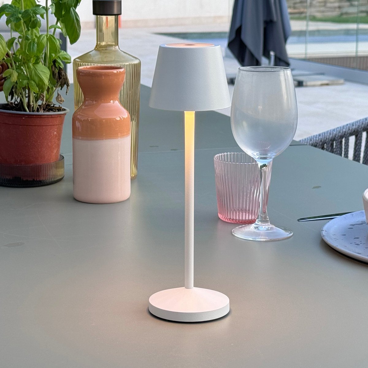 Lot de 9 Lampes de table avec socle 9x EMILY blanc, LUMISKY