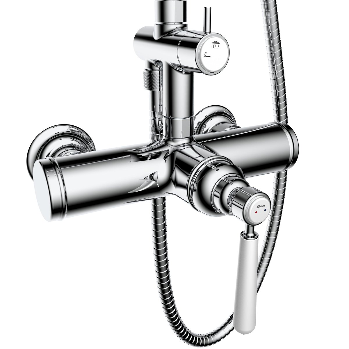 Lot de 2 colonnes de douche avec mitigeur, CHARM chrome, SENSEA