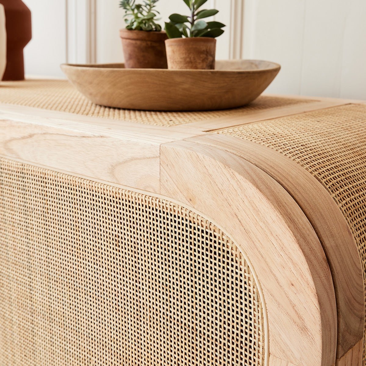 Buffet en bois massif et cannage 150 cm  MAËL naturel, BERAH GETAH