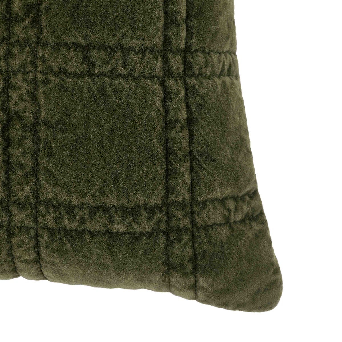 Cotton Velvet Quilted Cushion olive, ÉDITÉ