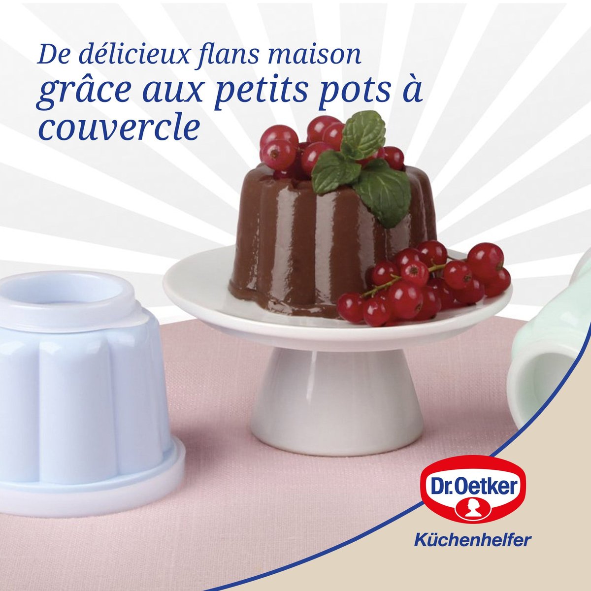 Lot de 6 moules à flans avec couvercle RETRO coloré, DR OETKER