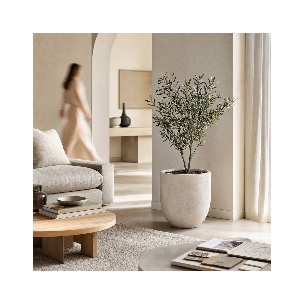 Cache-pot en fibres-ciment pour plante blanc, RECOLLECTION