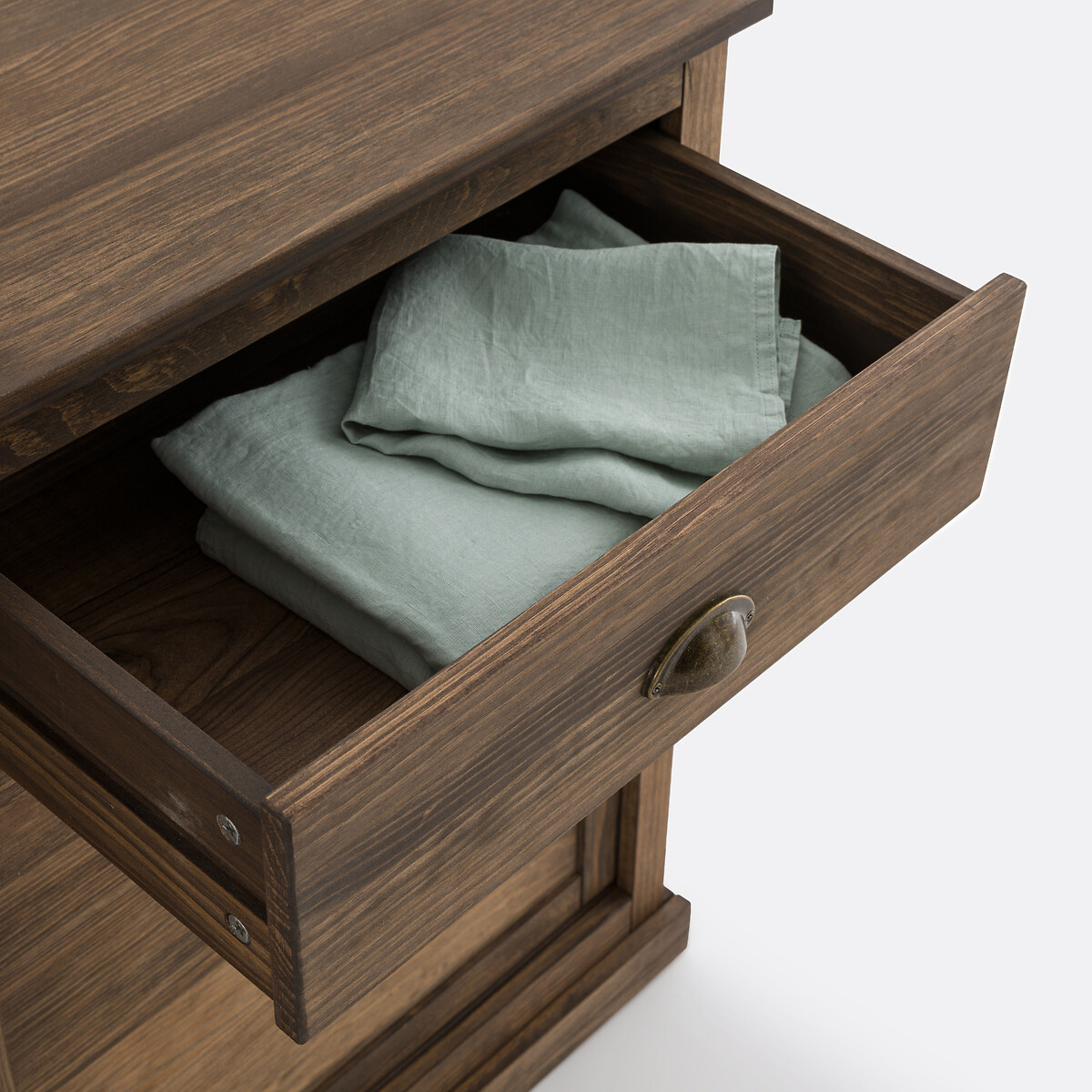 Buffet 2 portes 2 tiroirs pin massif et MDF, Lunja ciré naturel, LA REDOUTE INTERIEURS
