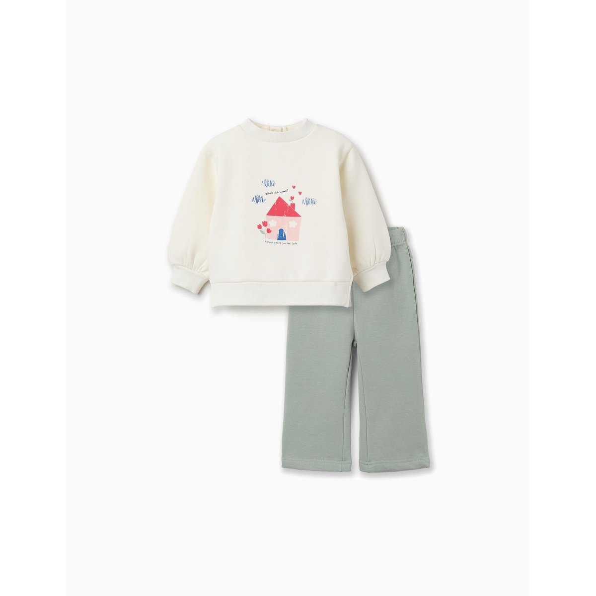 Ensemble de jogging en coton peigné avec imprimé maison blanc, ZIPPY