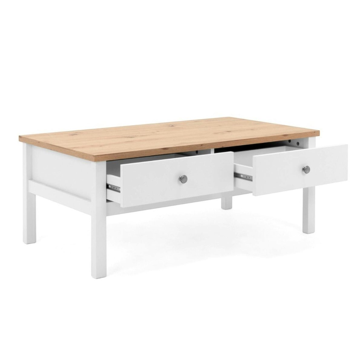 Table basse blanche 2 tiroirs VENZA blanc, PIER IMPORT