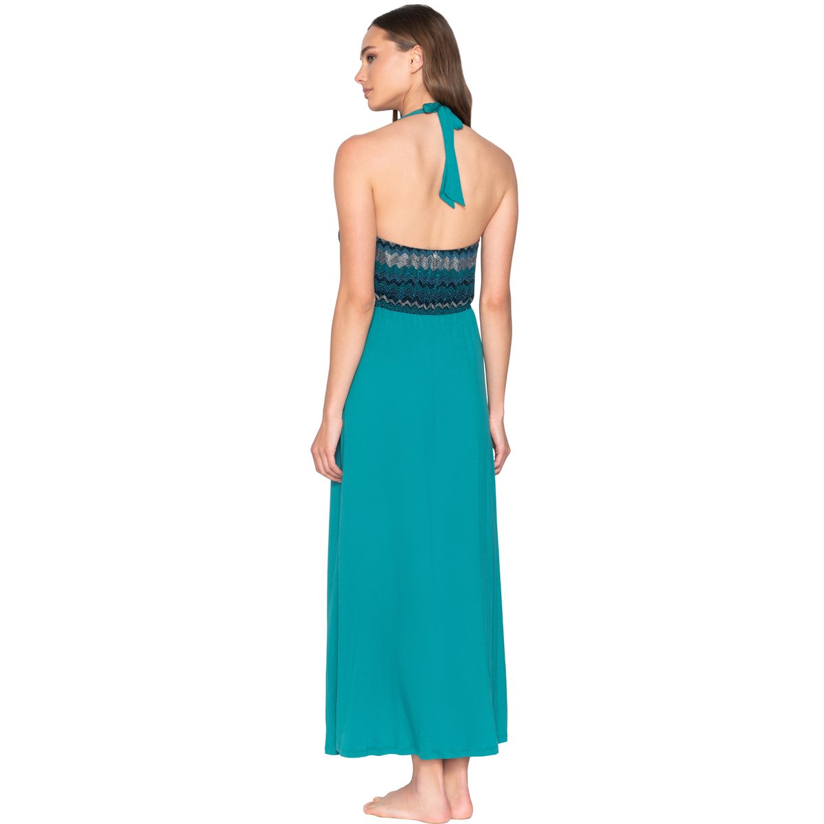 Robe longue estivale dos nu Topaz vert, LUNA SPLENDIDA