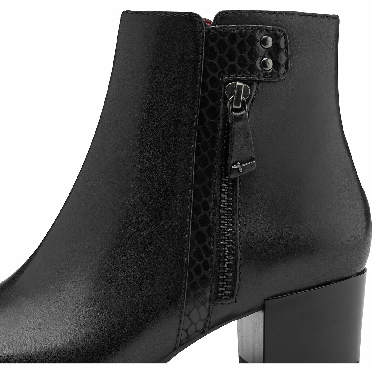 Leather Ankle Boots with Zip Fastening black, TAMARIS