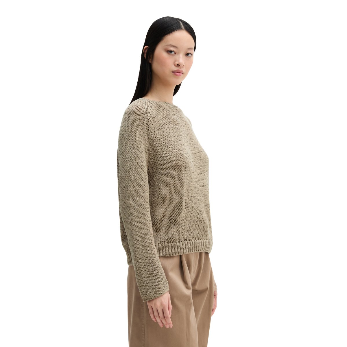 Pull oversize en fil à bandelettes marron, MARC O'POLO