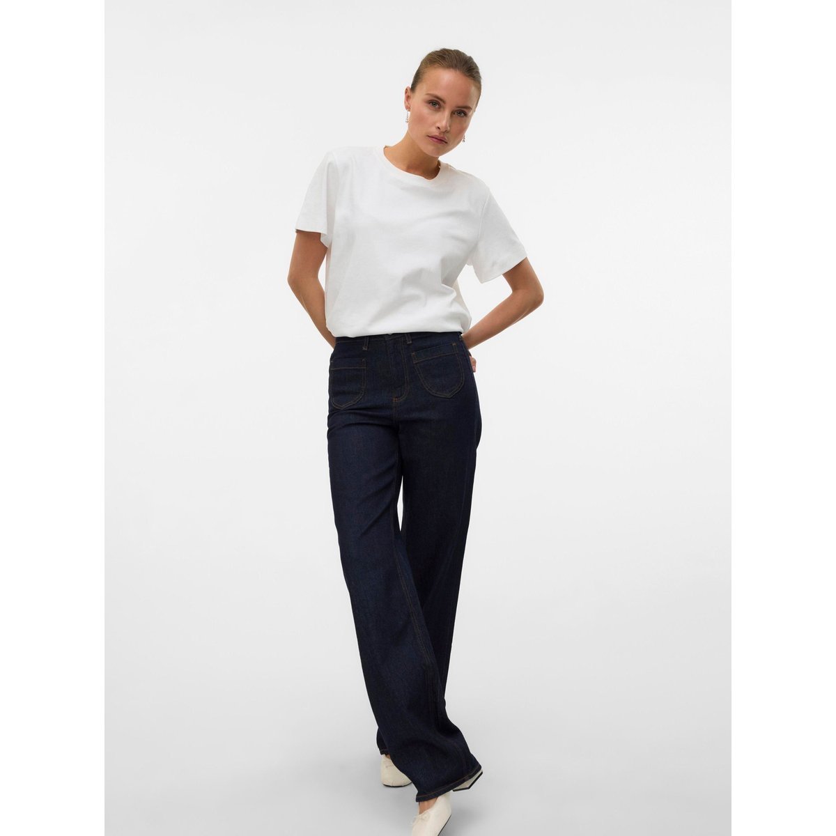 Jean À Coupe Large dark blue denim, VERO MODA