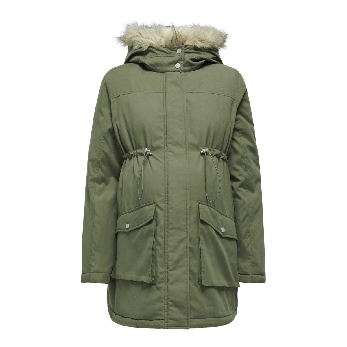 Parka longue Parkas Capuche avec bord en fausse fourrure détachable Grossesse kalamata, ONLY