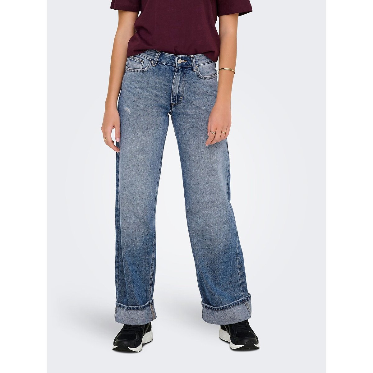 Jean large avec rebords medium blue, ONLY