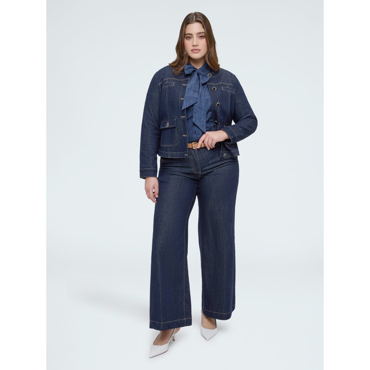 Jean Wide Leg avec ceinture amovible bleu, FIORELLA RUBINO
