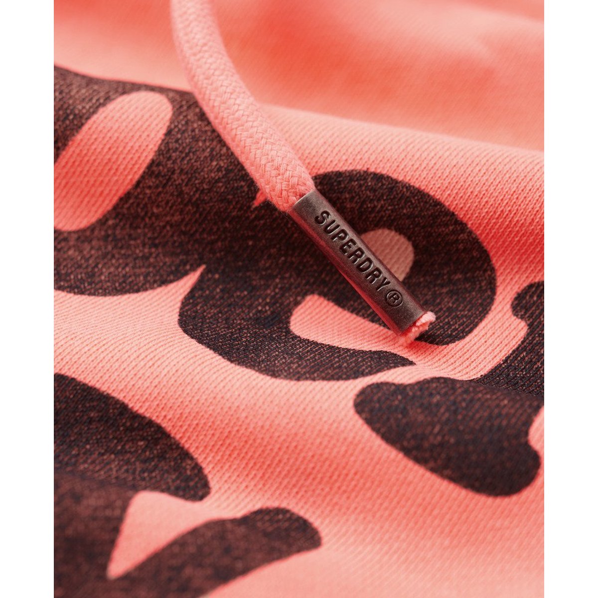 Sweat à capuche à logo ton sur ton Cooper corail pastelline, SUPERDRY
