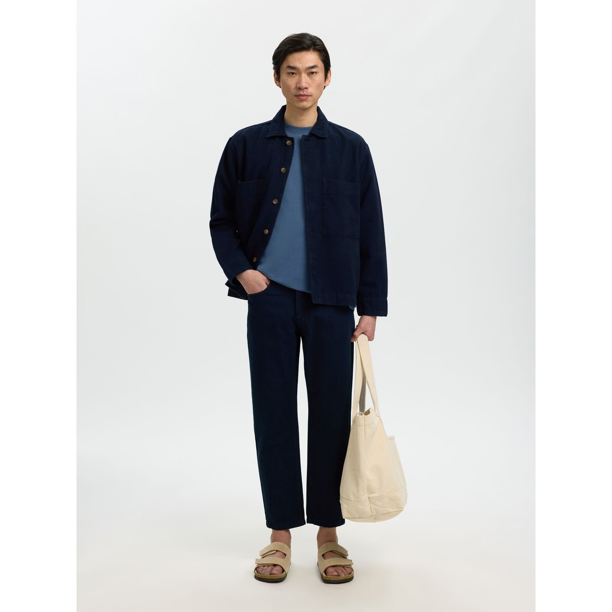 Jean Coupe Fuselée dark blue denim, SELECTED