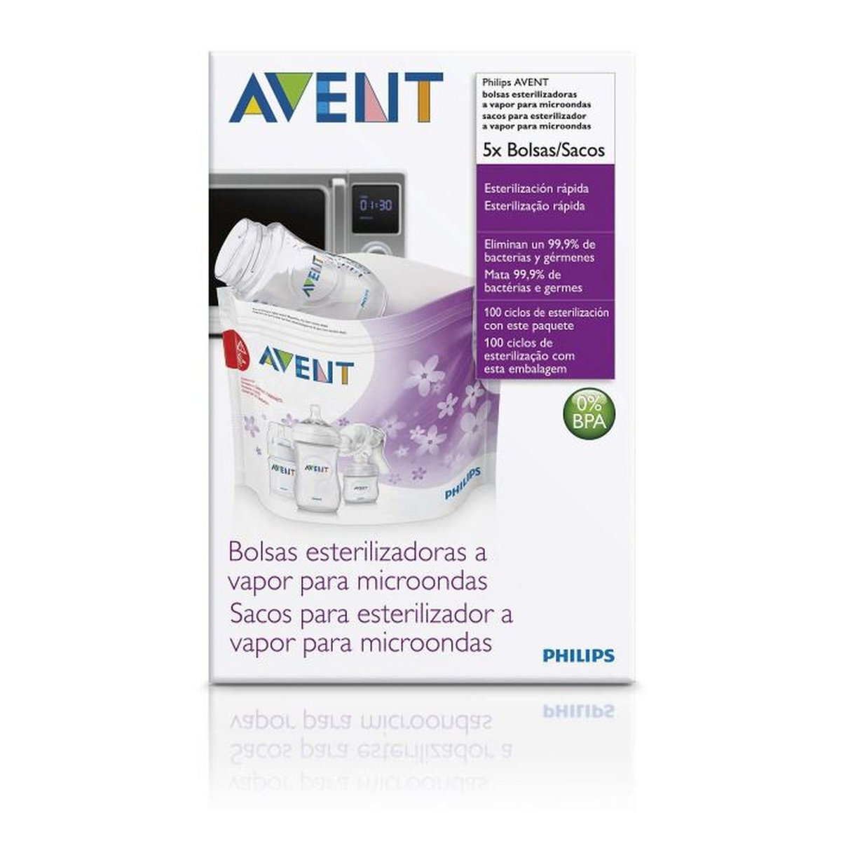 Lot de 5 sachets de stérilisation blanc, PHILIPS AVENT
