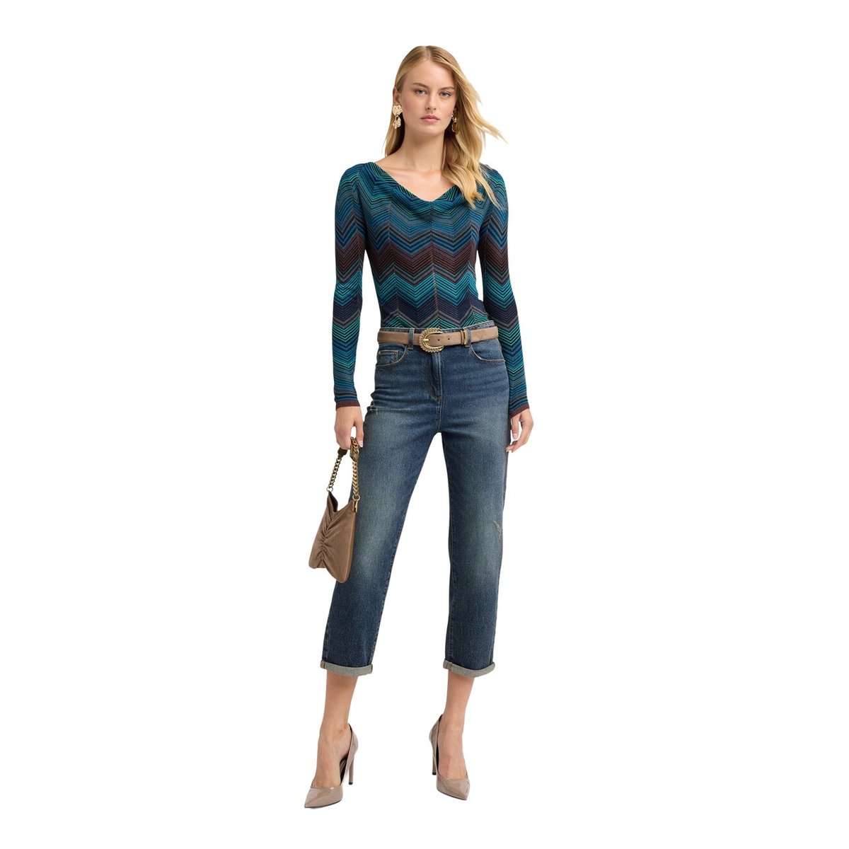 Jean boyfriend avec revers bleu, MOTIVI
