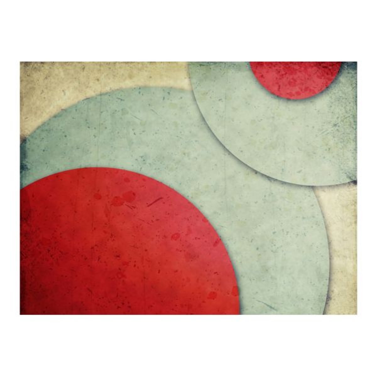 Papier peint intissé panoramique Abstractions cercles - rétro rouge, EDEN