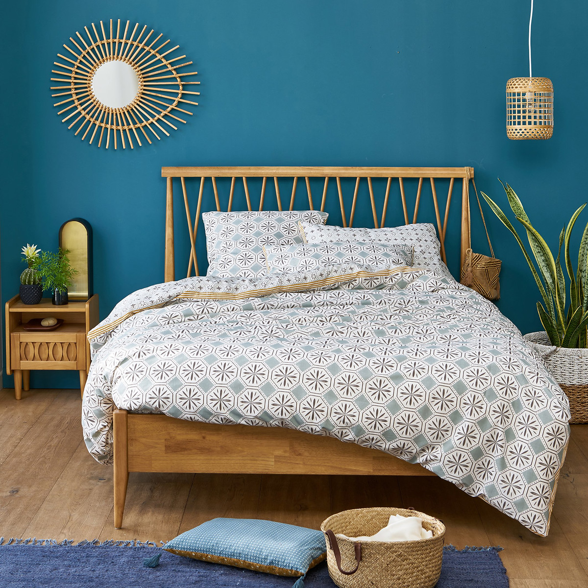 Housse de couette coton, Salernes imprimé gris, LA REDOUTE INTERIEURS