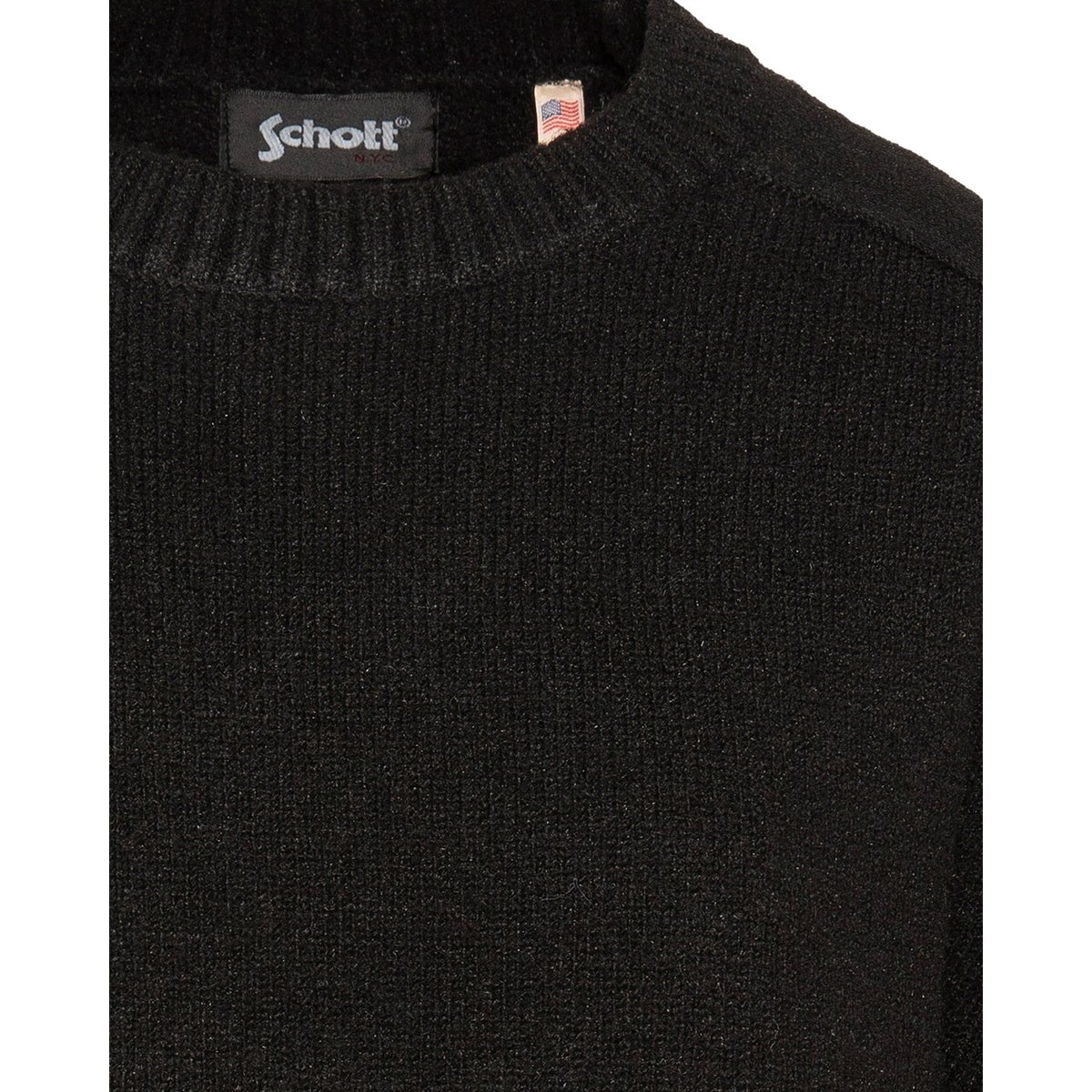 Pull col rond en maille douce noir, SCHOTT