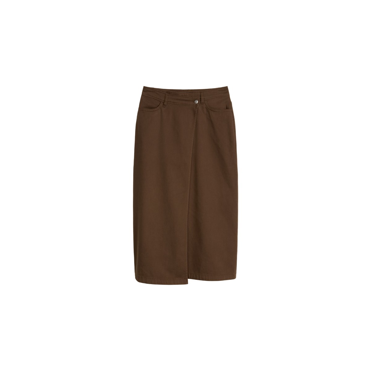 Jupe flare à mi-mollet en sergé de coton bio et de lyocell marron foncé, MARC O’POLO DENIM