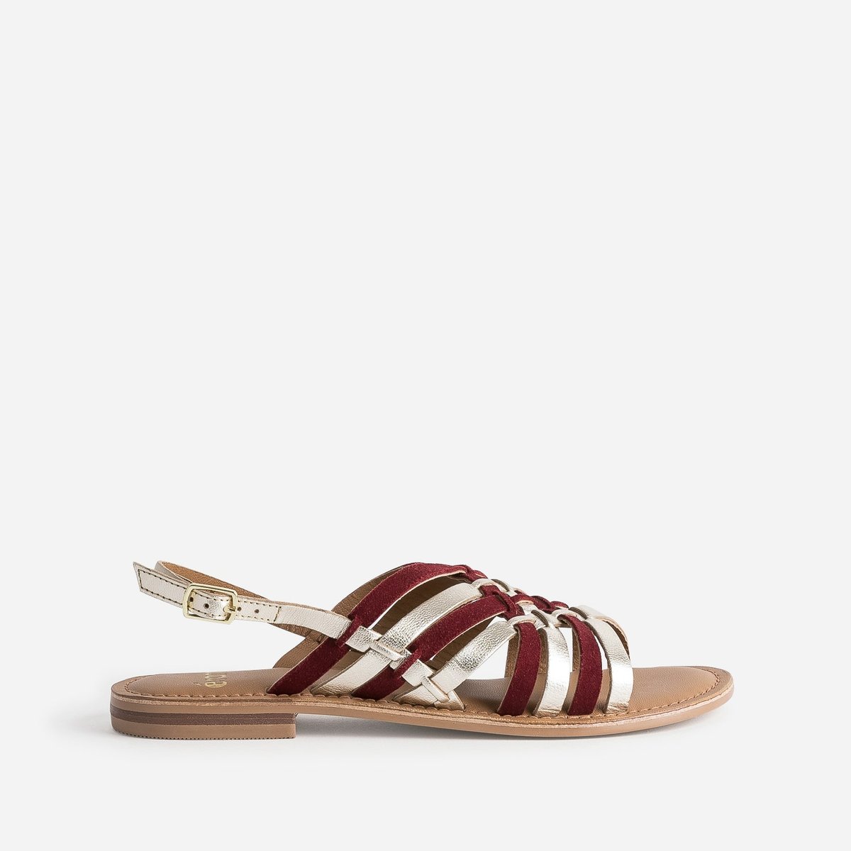 Sandale Plate en cuir NINON dore, ERAM