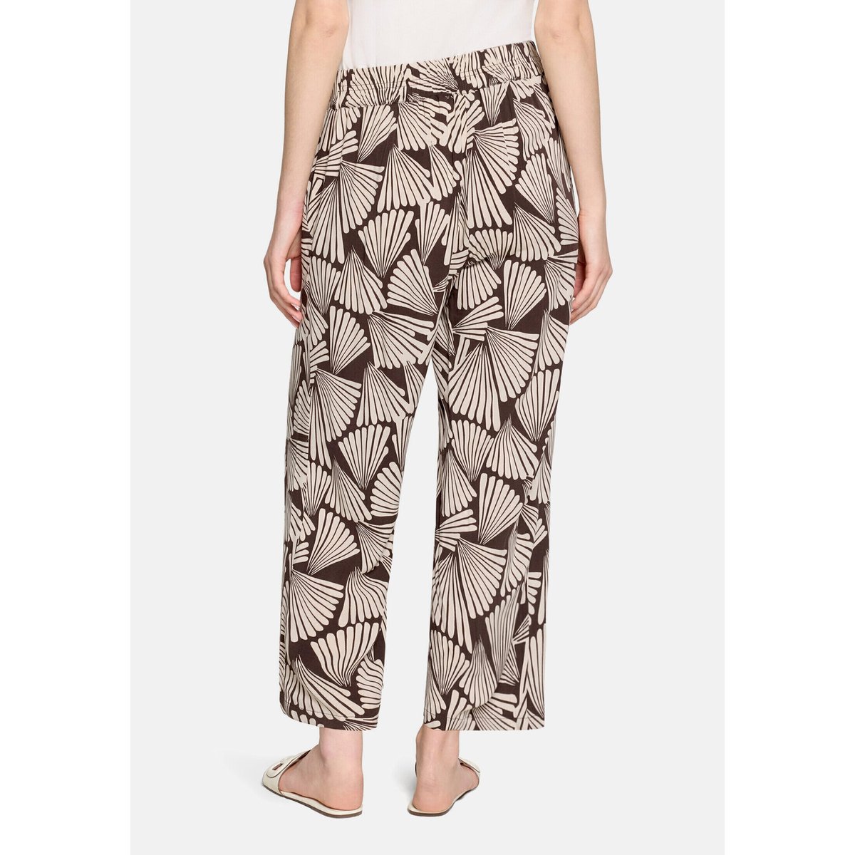 Pantalon Marlene à taille élastique marron/beige, BETTY BARCLAY