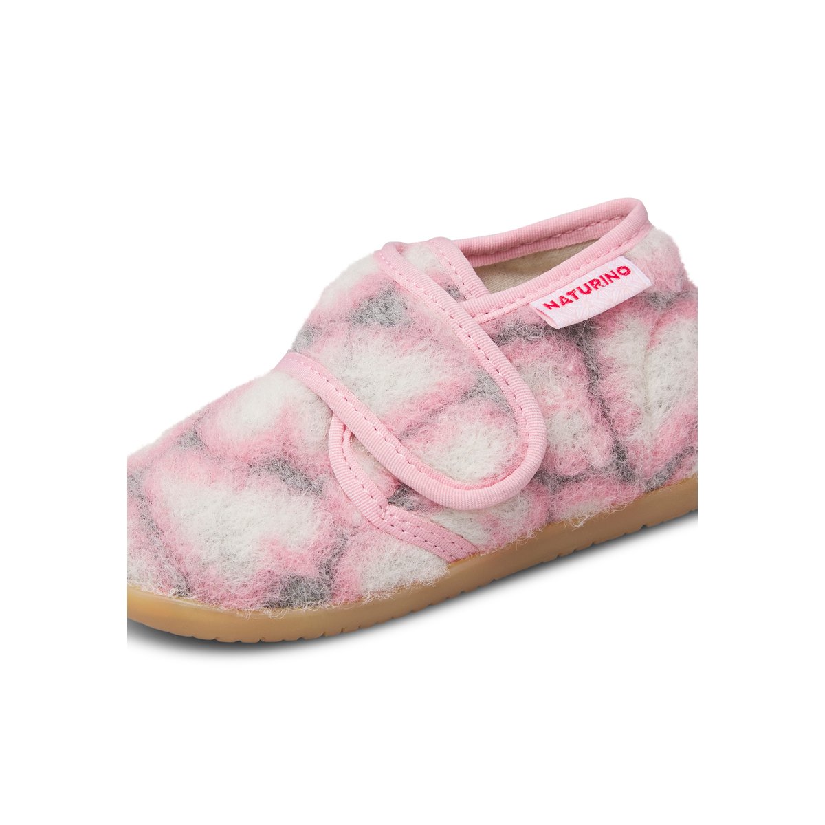 Pantoufles en tissu HOME rose-gris, NATURINO