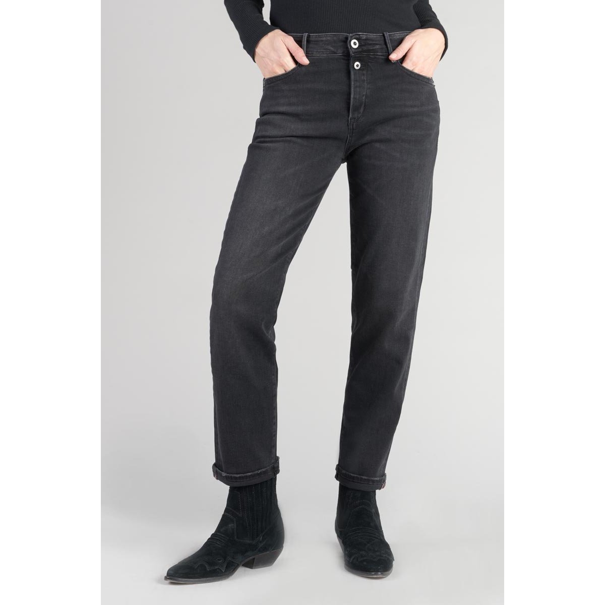 Jeans droite 400/18, 7/8ème black / black, LE TEMPS DES CERISES
