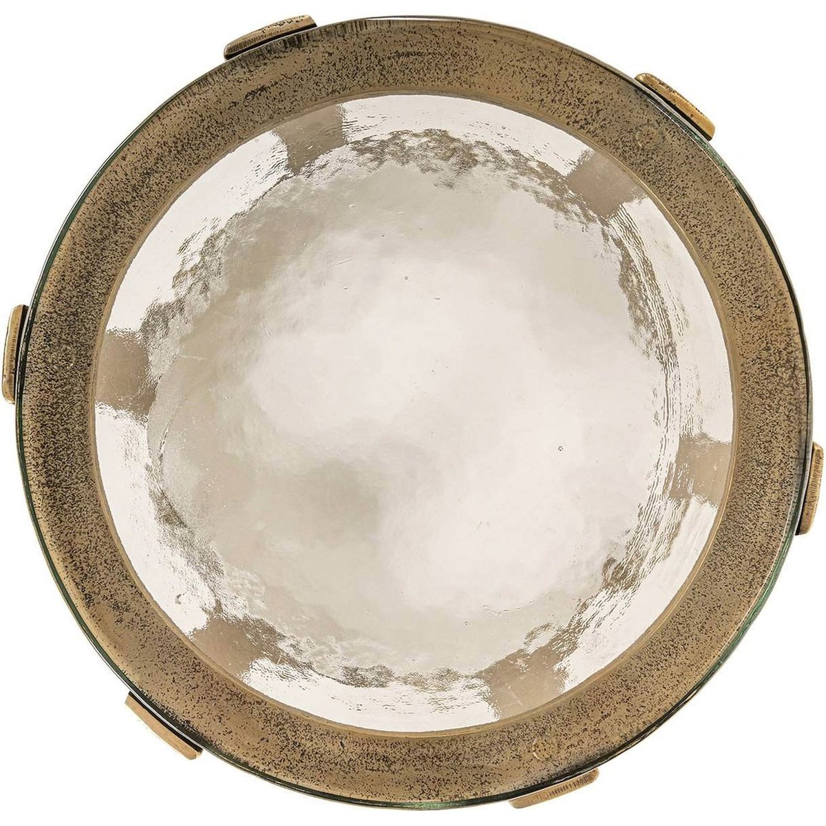 Table d'appoint ronde verre finition laiton doré finition laiton et verre transparent, RECOLLECTION