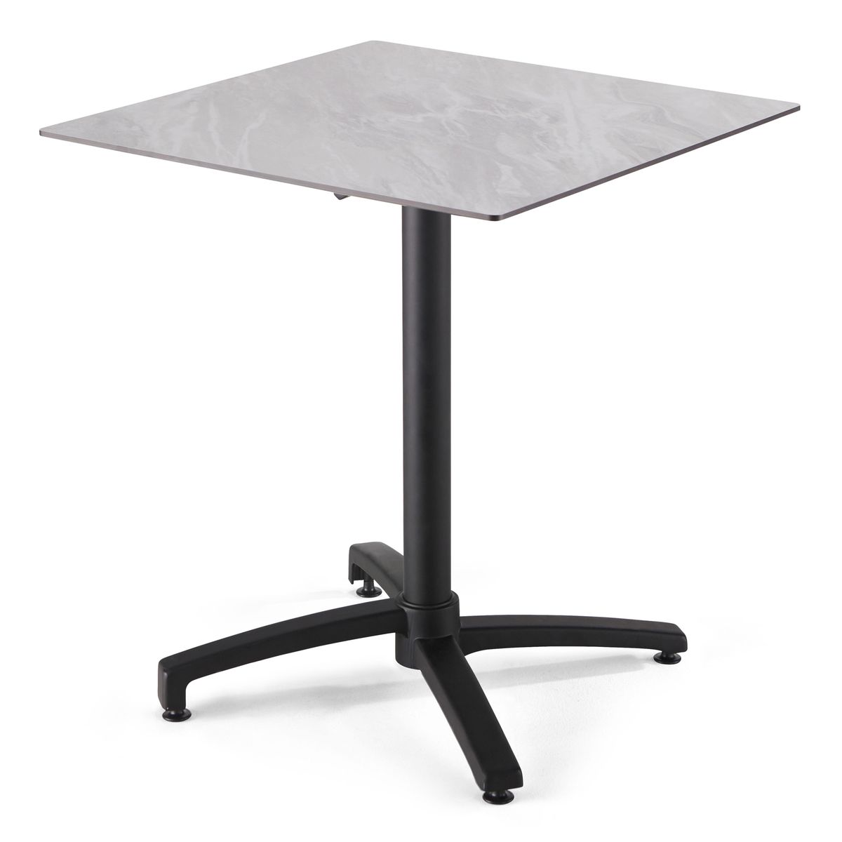 Salon de jardin table inclinable en HPL et 4 chaises en métal marbre chaise gris anthracite, OVIALA