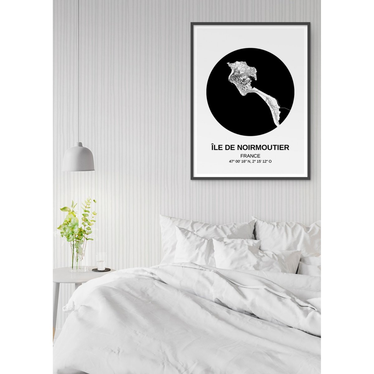 Affiche Carte Île de Noirmoutier blanc, L'AFFICHERIE
