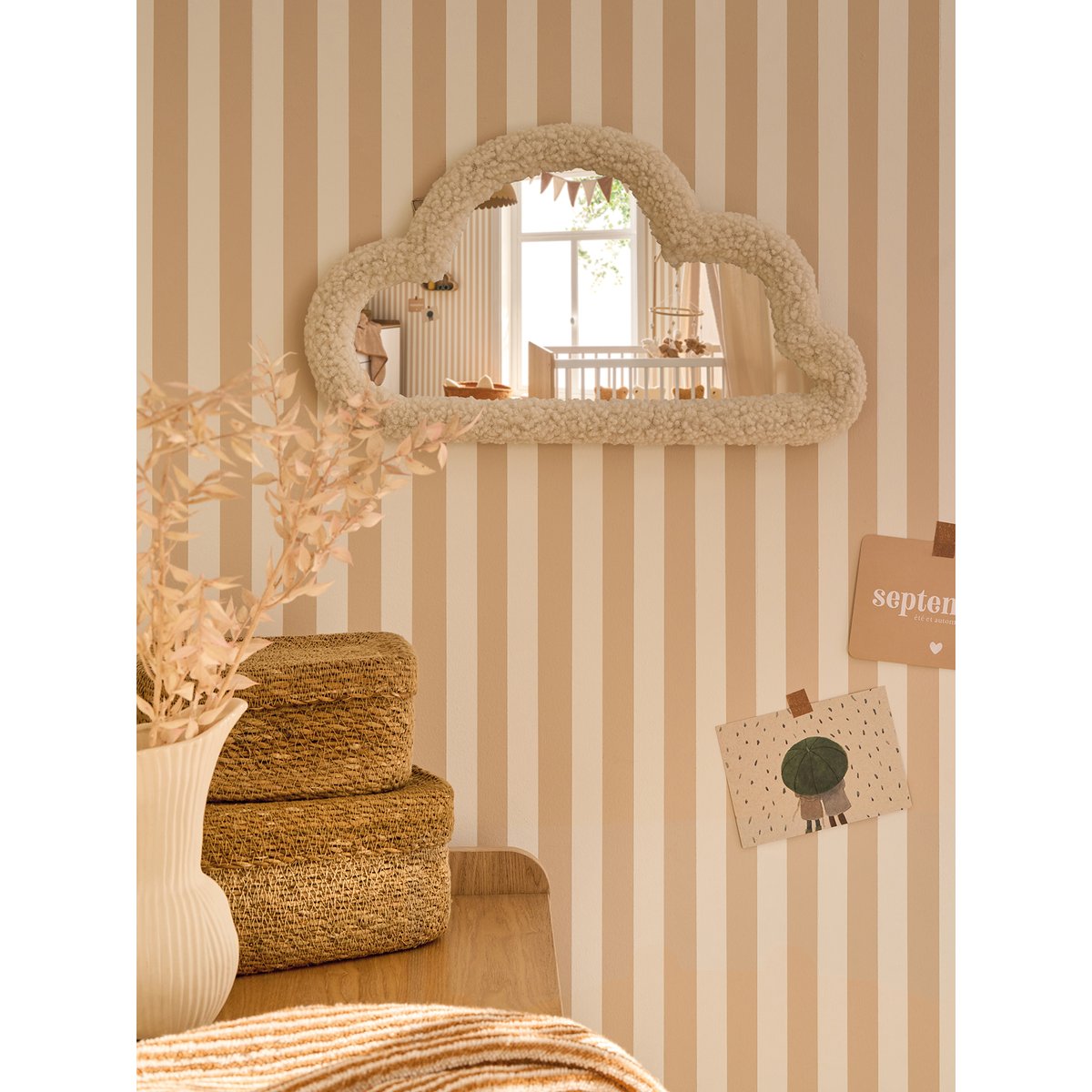 Miroir Nuage en sherpa beige, VERTBAUDET