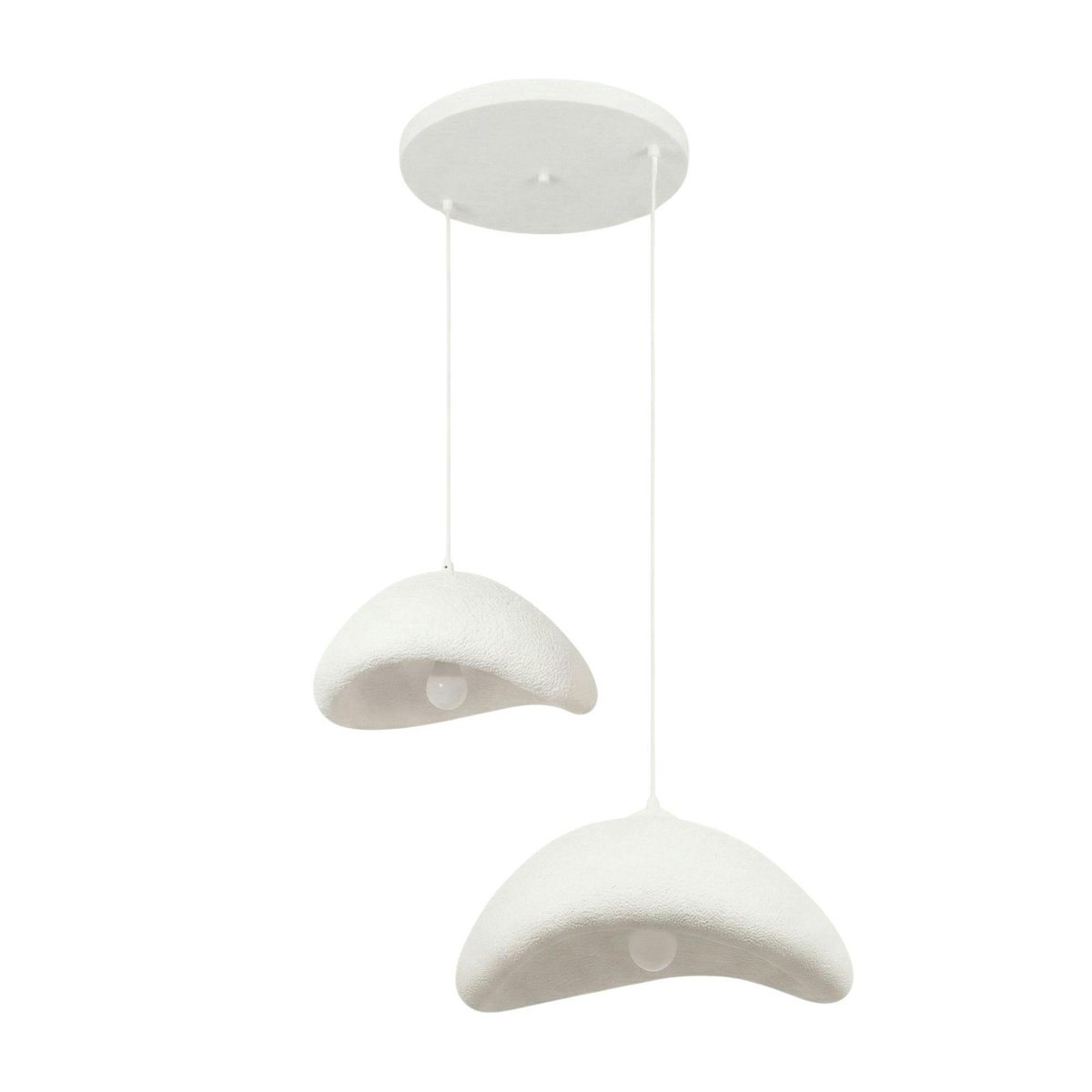 Suspension blanche design organique 2 lampes 89 cm NOXIS blanc, PIER IMPORT