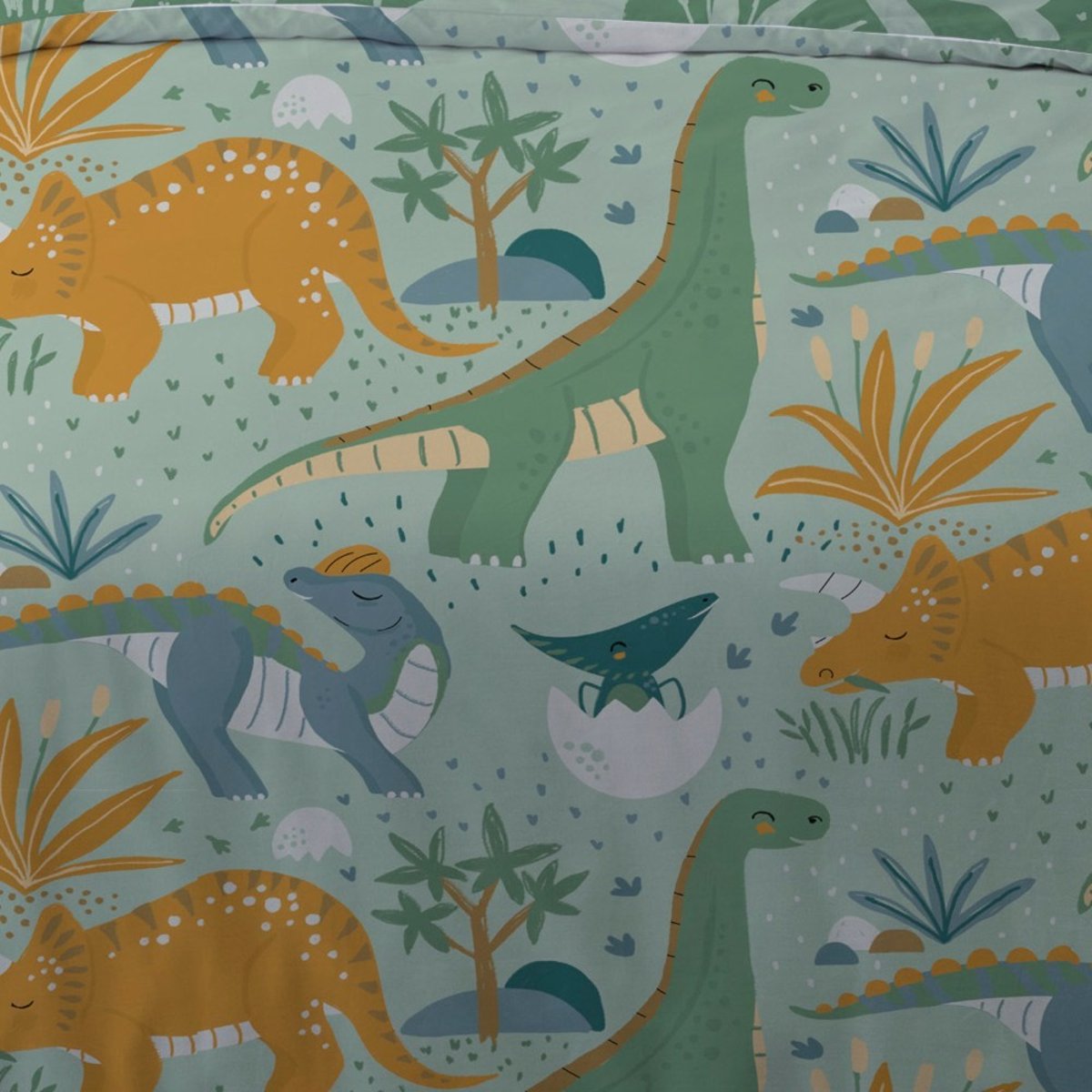 Housse de couette 140x200 Petite dino + 1 taie vert, DECORATIE