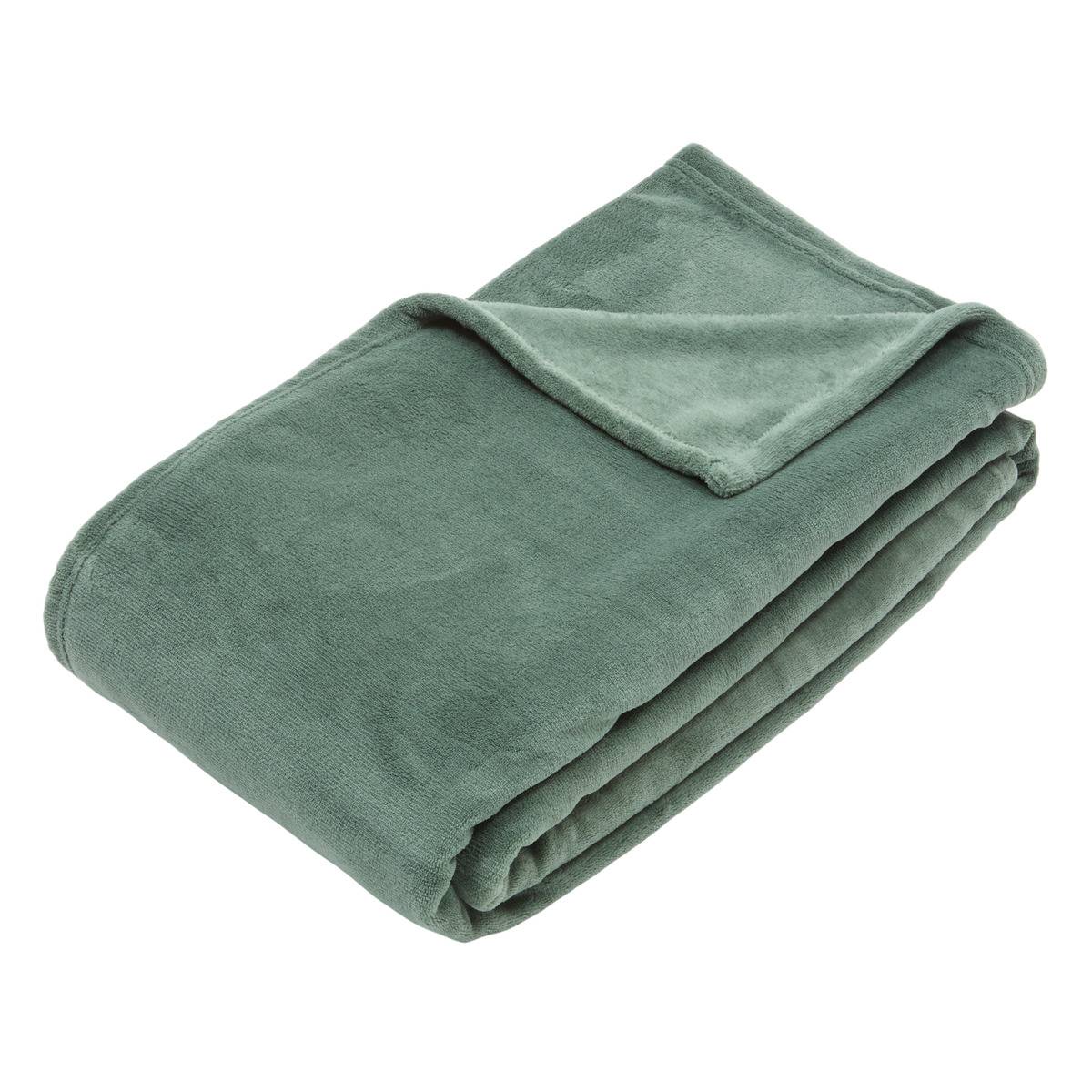 Coussin Plaid en microfibre KIESA vert tilleul, ATMOSPHERA